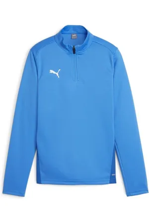 PUMA Træningstrøje teamGOAL 1/4 Lynlås - Blå/Hvid Børn