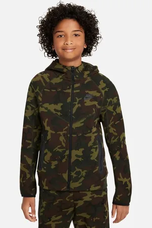 Nike Hættetrøje NSW Tech Fleece 24 Camo - Grøn/Sort Børn