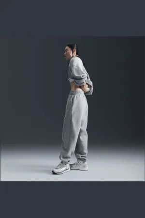 Nike Sweatpants Fleece High Waisted Oversized - Grå/Hvid Kvinde