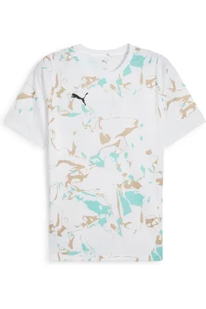 PUMA Trænings T-Shirt IndividualEARTH DAY - Hvid/Brun/Blå