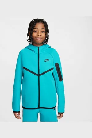 Nike Hættetrøje NSW Tech Fleece FZ 24 - Turkis/Sort/Sort Børn
