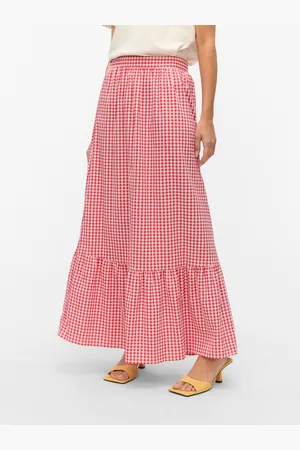 VERO MODA Vmcheck Høj Talje Lang Nederdel