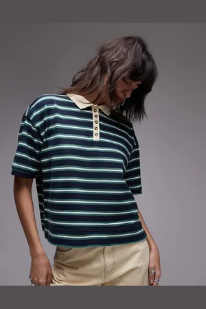 VERO MODA Topshop Stripe Boxy Short Sleeve Polo