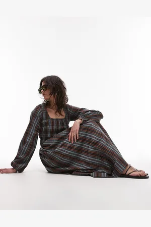 VERO MODA Topshop Shirred Long Sleeve Midi Dress