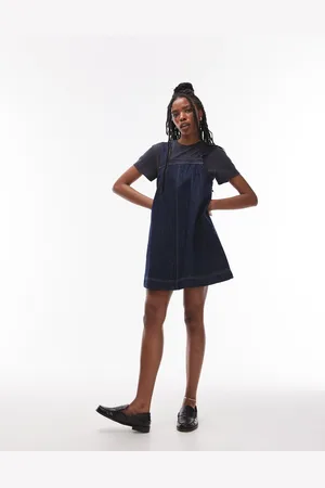 VERO MODA Topshop Denim Pinny Dress With Button Detail