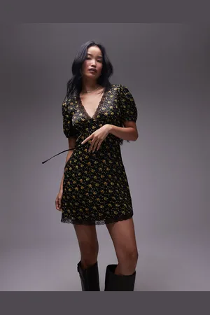 VERO MODA Topshop Mini Tea Dress With Lace Edge
