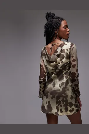 VERO MODA Topshop Long Sleeve Cowl Neck Mini Tea Dress