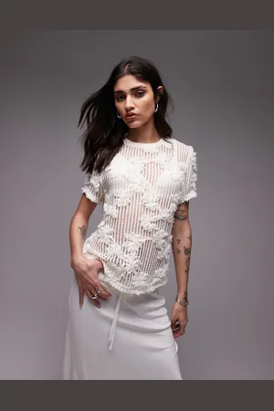 VERO MODA Topshop Floral Applique Boxy Tee