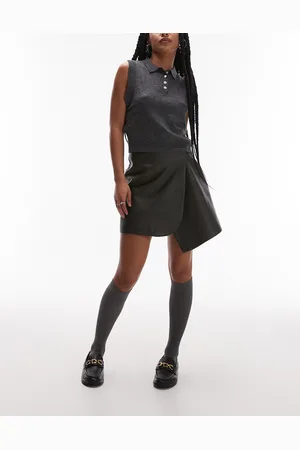 VERO MODA Topshop Petite Faux Leather Wrap Mini Skirt