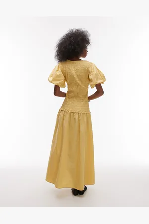 VERO MODA Topshop Puff Sleeve Square Neck Shirred Maxi Dress