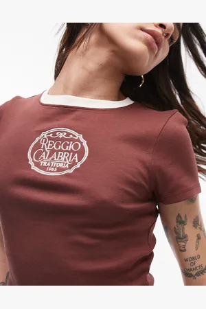 VERO MODA Topshop Embroidered Reggio Calabria Ringer Baby Tee