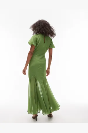 VERO MODA Topshop Ruffle Sleeve Volume Hem Maxi Dress