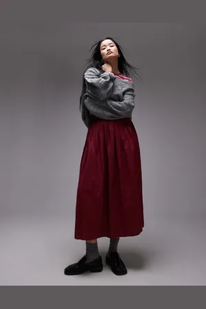 VERO MODA Topshop Crinkle Cotton Laundered Full Skirt
