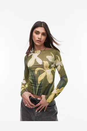 VERO MODA Topshop Floral Print Microfibre Long Sleeve Top