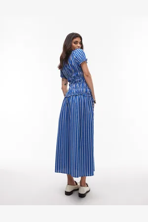 VERO MODA Topshop Cap Sleeve Shirred Dress With Tie Sides