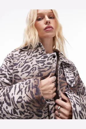 VERO MODA Topshop Leopard Print Cotton Long Jacket