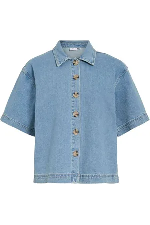 VILA Vihimla Kortærmet Denimskjorte