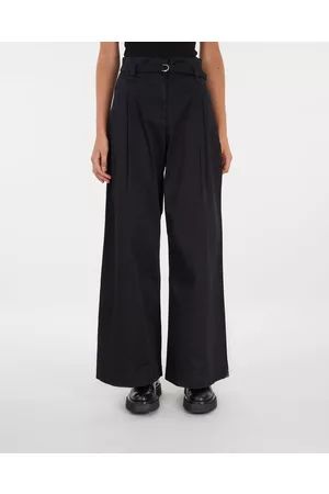 PROENZA SCHOULER WHITE LABEL Cotton Twill Wide Leg Trouser Svart US 2 ( EUR 34)
