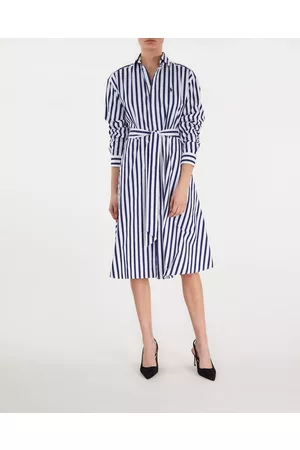 Ralph Lauren Kvinder Casual kjoler - Dress Long Sleeved Day Vit/navy US 2 ( EUR 34)