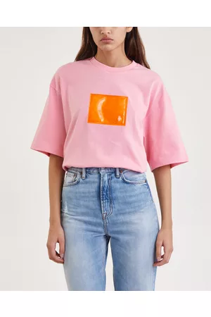Acne Studios Kvinder Kortærmede - T-Shirt Inflatable Logo Rosa XXS