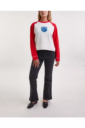 Ganni Kvinder Sweatshirts - Sweatshirt Isoli Raglan Contrast Sleeve Egret XS