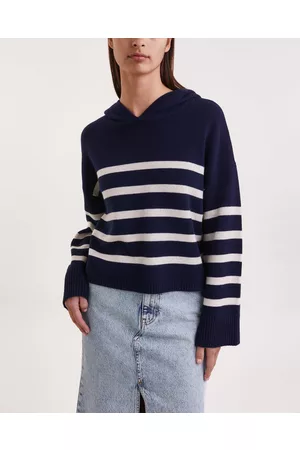 Wakakuu Kvinder Sweatshirts - Sweater Solange Stripe Hoodie Navy XS