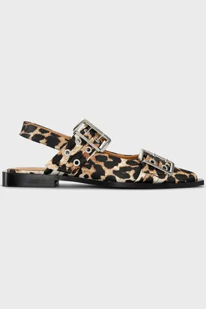 Ganni Feminine Buckle Ballerina Satin Print EUR 36