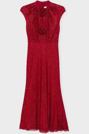 Self-Portrait Dress Rhinestone Fishnet Midi UK 8 (EUR 36)