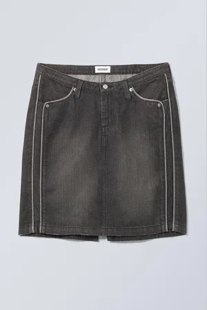 Weekday Piped Knee Length Denim Skirt
