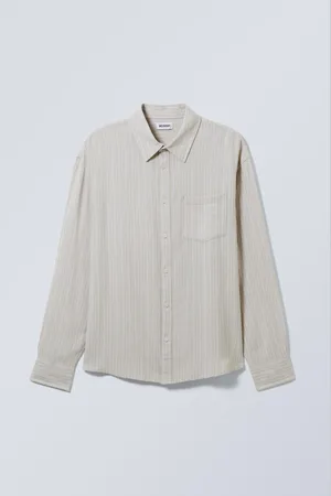 Weekday Oversized Striped Linen Blend Shirt