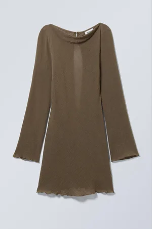 Weekday Mini Long Sleeve Linen Blend Dress