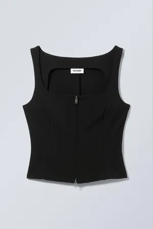 Weekday Square Neck Zip Top