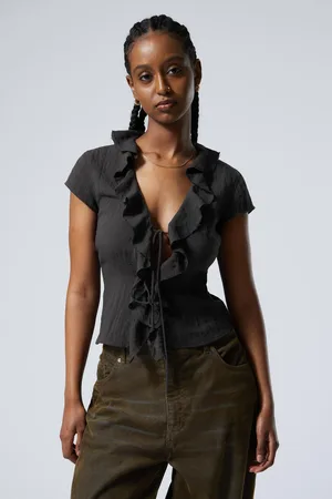 Weekday Frilled Tie-Front Top