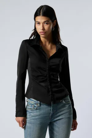 Weekday Long-Sleeved Fitted Satin Shirt