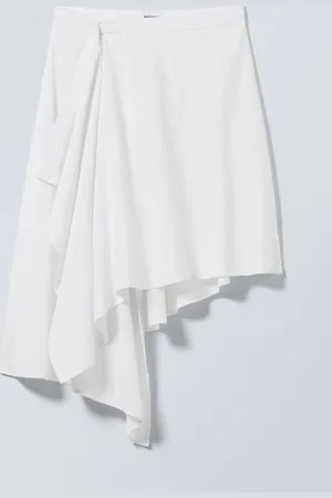 Weekday Asymmetric Linen Blend Wrap Skirt