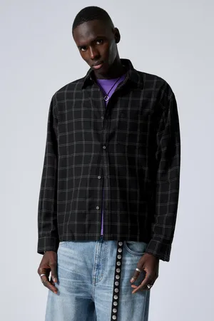 Weekday Oversized Boxy Checked Linen Blend Shirt