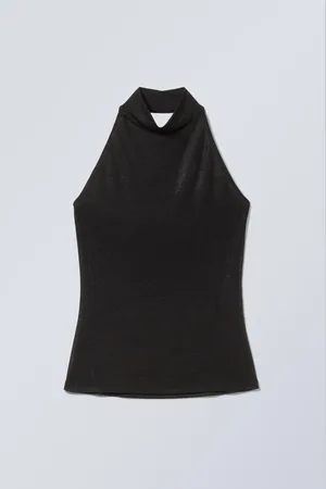 Weekday Sleeveless Shiny Halterneck Top