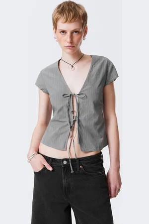 Weekday Tie-Front V-neck Cotton Blouse