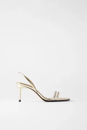 Zara Højhælede sandaler med smykkebesat vinylrem